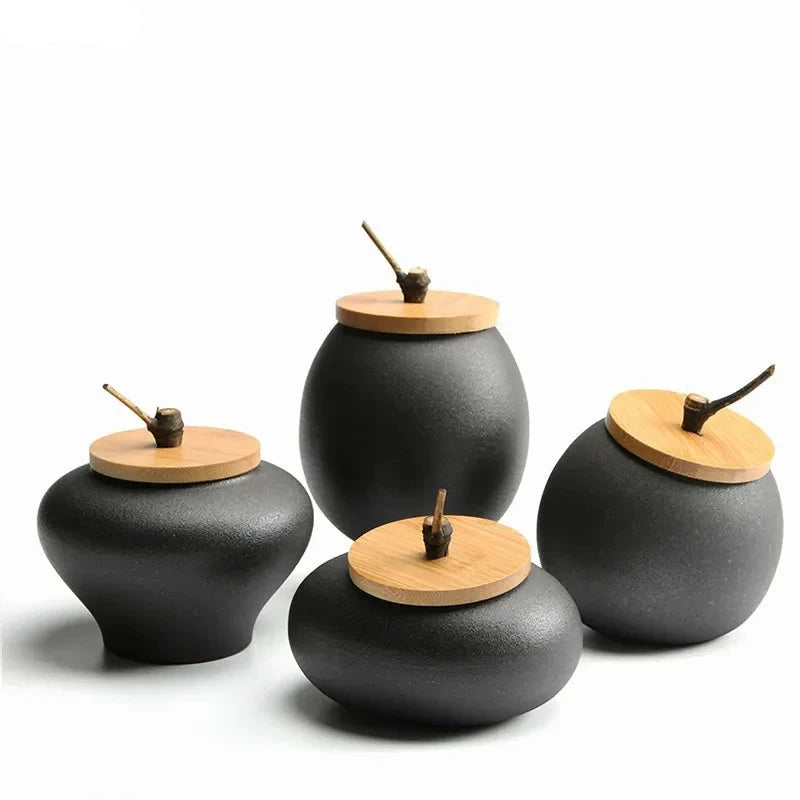 BloomCeramics Black Retro Tea Caddy
