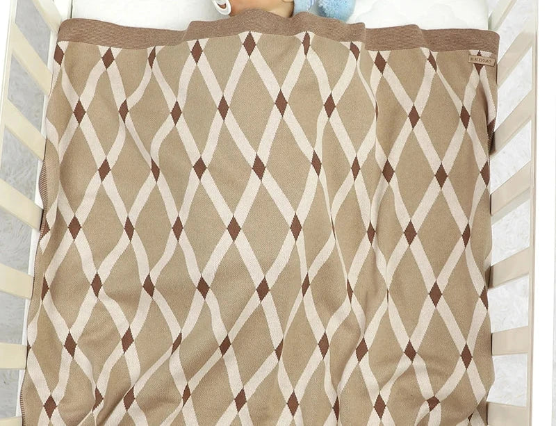 Cozy Plaid Dark Khaki Baby Blanket