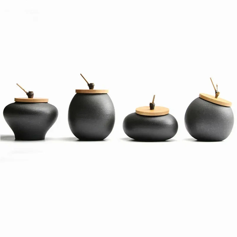BloomCeramics Black Retro Tea Caddy