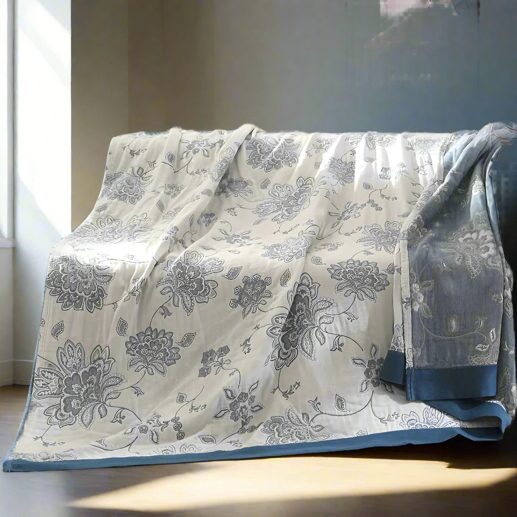 Cloud Nest Blue Cotton Blanket