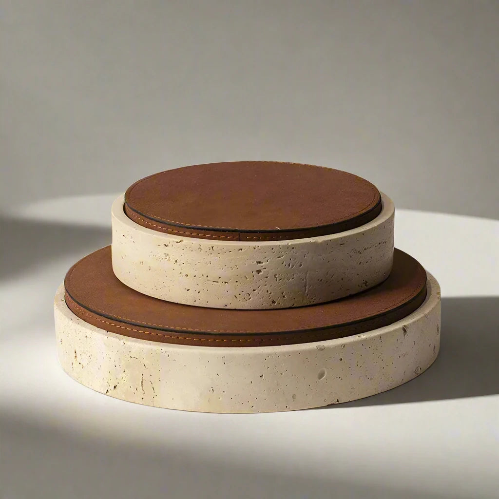 Stone & Hide Round Jewellery Box