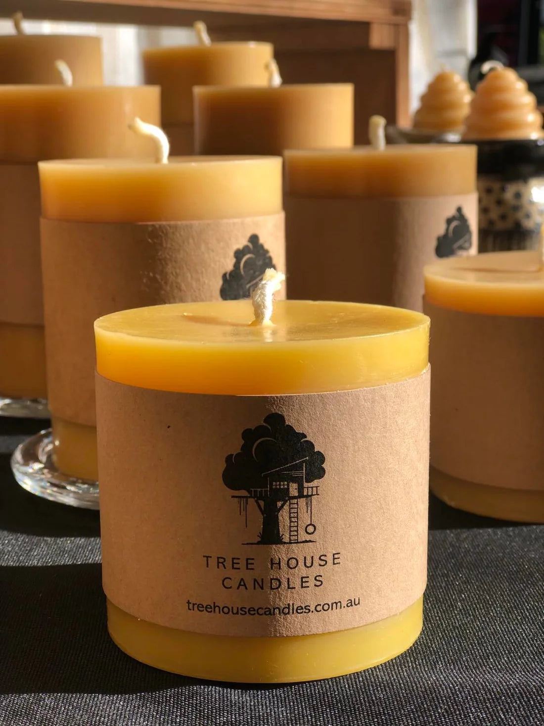 'Tree House' Small Beeswax Pillar Candle