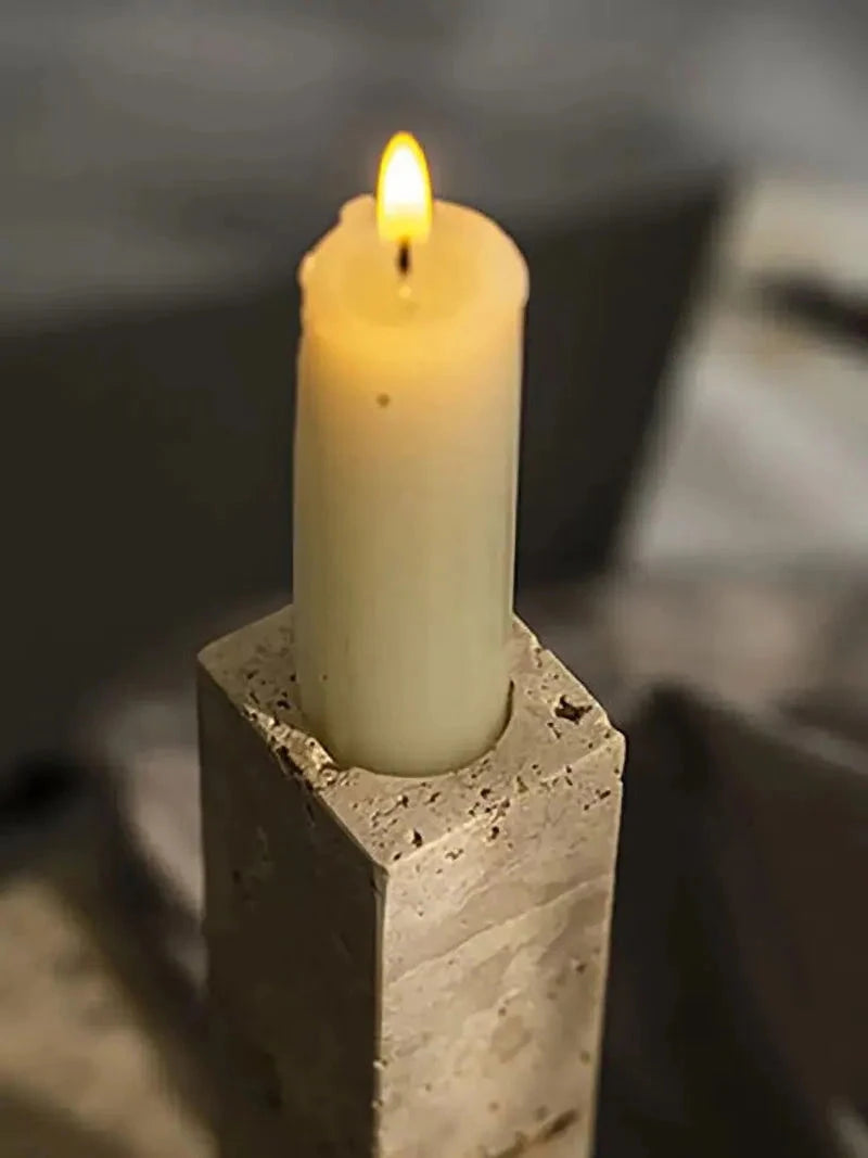 Tranquil Glow Marble Candle Holder