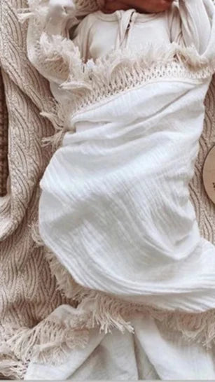 DreamWeave Muslin Fringed Baby Blanket