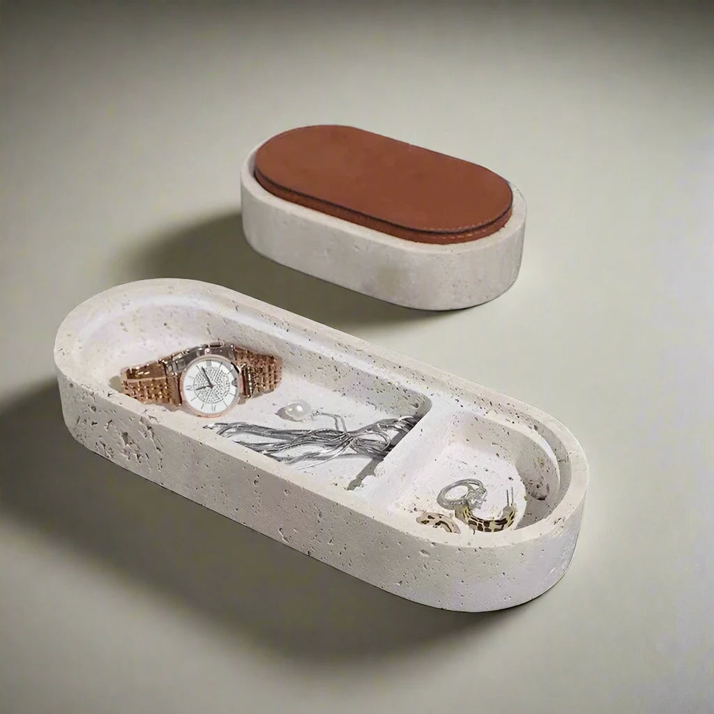 Stone & Hide Oval Jewellery Box