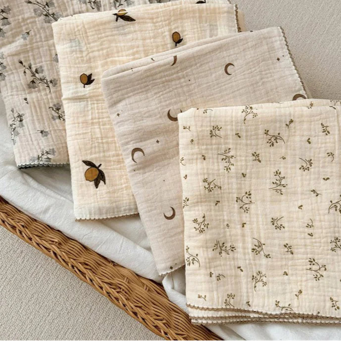 Floral 100 x 100 cm Bamboo Cotton Muslin Wrap