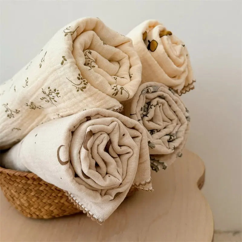 Floral 100 x 100 cm Bamboo Cotton Muslin Wrap