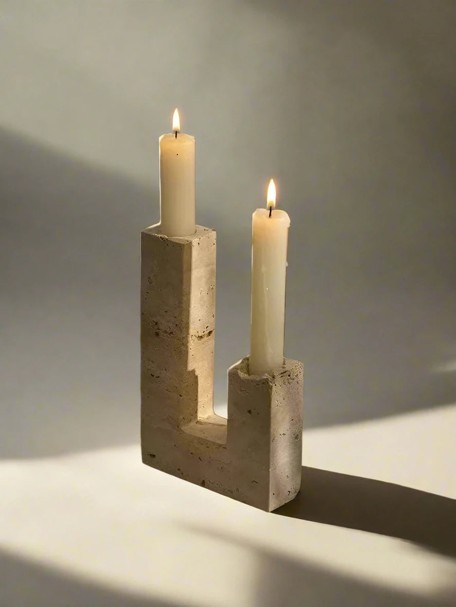 Tranquil Glow Marble Candle Holder