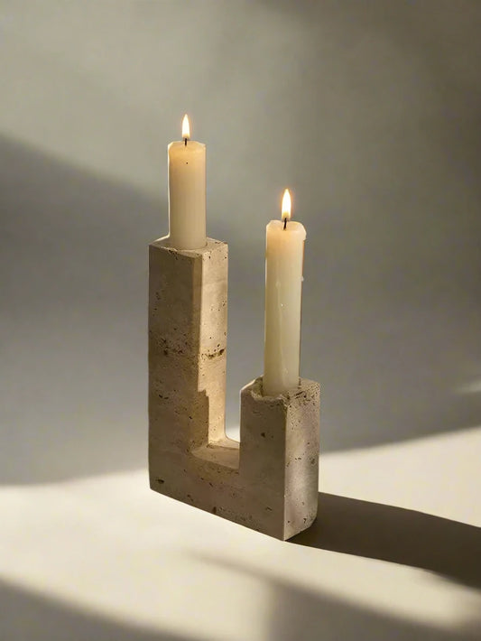 Tranquil Glow Marble Candle Holder
