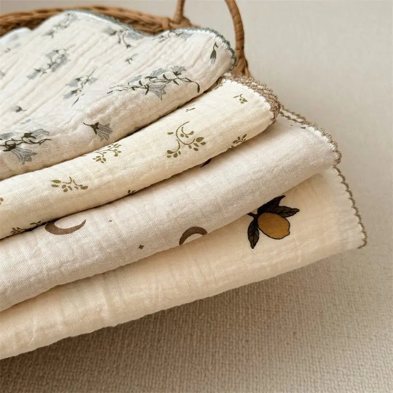 Floral 100 x 100 cm Bamboo Cotton Muslin Wrap