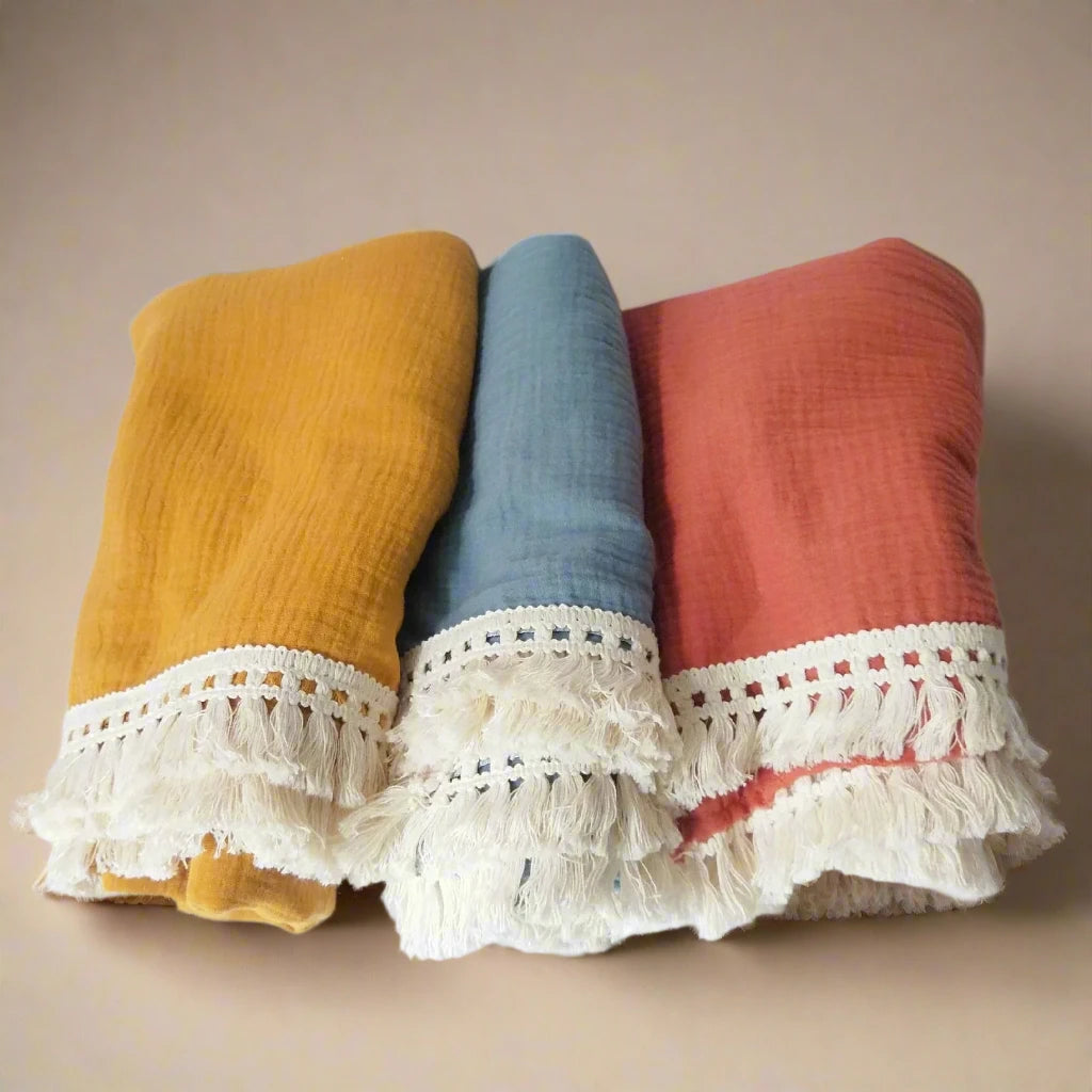 DreamWeave Muslin Fringed Baby Blanket