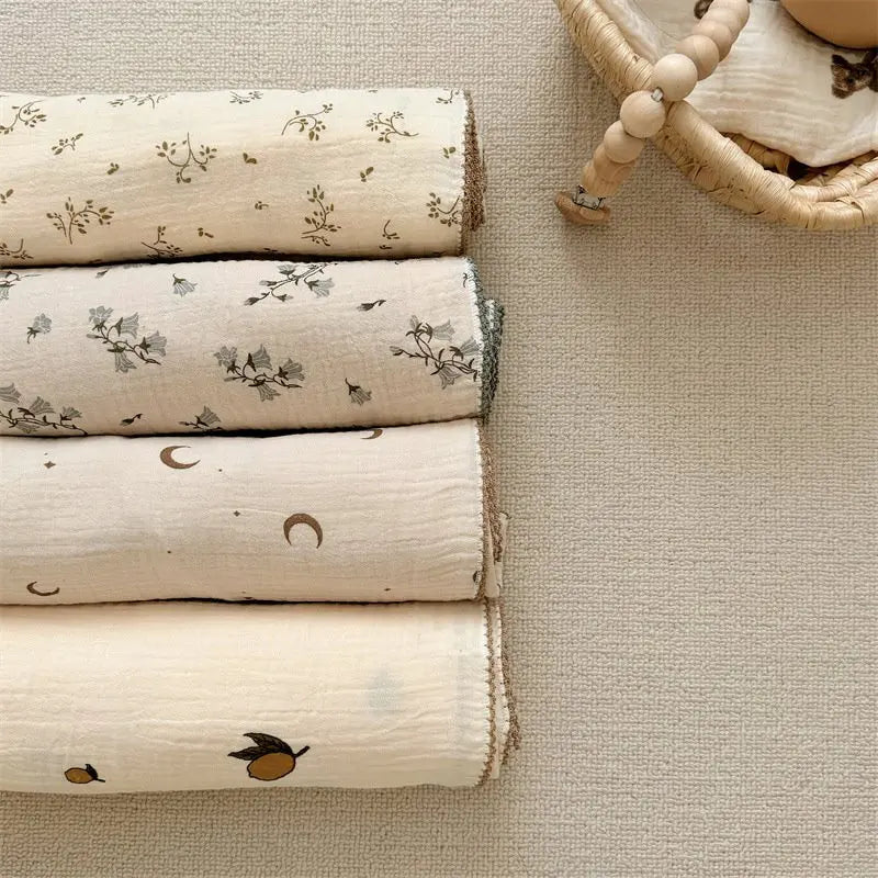 Floral 100 x 100 cm Bamboo Cotton Muslin Wrap